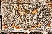 Chichen Itza - Great Ball court. The Lower Temple of the Jaguars. Detail of the sculpted outer piers.