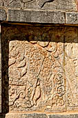 Chichen Itza - The Platform of the Eagles and Jaguars. Bas-relief of a jaguar devouring the heart of a defeated victim.