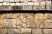 Chichen Itza - Court of the Thousand Columns. Bas-reliefs of the Northern colonnade.