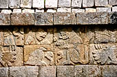 Chichen Itza - Court of the Thousand Columns. Bas-reliefs of the Northern colonnade.