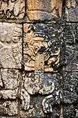 Chichen Itza - the group of el Osario (the Ossuary). The Platform of Venus. Relief of Serpent Bird Man, which is considered to be the representation of Quetzalcoatl-Kukulcan as the 'Morning Star'.