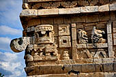 Chichen Itza - The Monjas (Nunnery) palace complex. La Iglesia (the church). Side panels with 