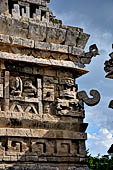 Chichen Itza - The Monjas (Nunnery) palace complex. La Iglesia (the church). Side panels with 