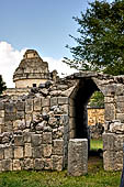 Chichen Itza - Temple of the Panels. Sculptured panels of the south wall of the colonnade, illustrating scenes with personages, animals and plants, both real and imaginary