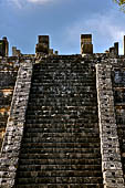 Chichen Itza - El Osario pyramid (the Ossuary) also called the High Priest's Grave, detail of the stairway and balustrades formed with intertwining serpents.