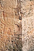 Chichen Itza - Lower temple of the Jaguars (Templo de los Jaguares). Bas reliefs of the inner walls of the portico.