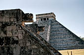 Chichen Itza - Plataforma de Venus with the Castillo on the background.