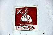 Merida - street sign plaques at the corner of the roads.