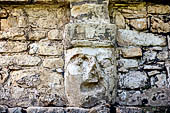 Palenque  - The Palace, remains of stucco bas-reliefs of the Northern stairway, this detail represents a portrait of a ruler.