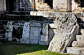 Palenque - The Palace. Patio of the Captives (Patio de los Cautivos), detail of the figure by the side of the platform of House C.