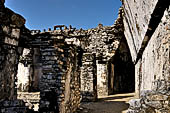 Palenque  - The Palace. Details of corbelled roofs on the north-western patio.