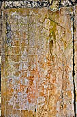 Palenque - Temple of the Foliated Cross (Templo de la Cruz Foliada). Tables of accession of king Serpent-Jaguar II (Chan-Bahlum).