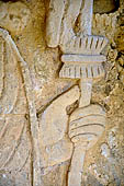 Palenque - the North Group, detail of modelled stucco at the base of temple II.