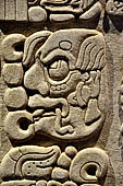 Palenque - The archaeological Museum, Tablet from Temple XVII (reconstruction) details of glyphs.