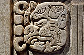 Palenque - The archaeological Museum, Tablet from Temple XVII (reconstruction) details of glyphs.