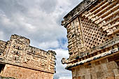 Uxmal - The Nunnery Quadrangle, the E corner of the North Building and the North corner of the East building.