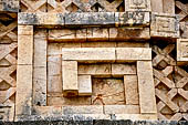 Uxmal - Palace of the Governor, front (East) facade. The frieze represents a 'meander' a common element of the decoration. 