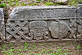 Uxmal - Cemetery Group, Skull and Crossbones Platform: detail of the East side.