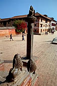 Bhaktapur - Durbar Square - Garuda pillar in front of the Krishna Temple.