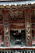 Bhaktapur - Durbar Square. Pashupatinath temple, a pagoda temple style with erotic carvings on the roof struts 