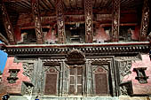 Bhaktapur - Durbar Square. Pashupatinath temple, a pagoda temple style with erotic carvings on the roof struts 