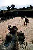 Bhaktapur - Durbar Square - view from the platform of Fasidega Temple (Shiva) on the eastern esplanade of the square. 