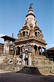 Bhaktapur - Durbar Square - Vatsala Durga temple in sikkara style, on the first plinth the 'bell of the barks'. 