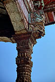 Bhaktapur - Taumadhi Tole - Nyatapola Temple. Detail of the Siddhi Lakshmi shrine at the top of the temple. 