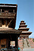 Bhaktapur - Taumadhi Tole - Cafe Nyatapola with the Nyatapola Temple in the background.