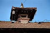 Bhaktapur - Inacho Bahal. Characteristic roof ornamentation found inside the inner courtyard.