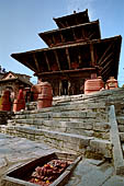 Gokarna Mahadev - engraved in the stone steps close to the temple a small sleeping Narayan lying on a bed of cobras.