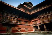 Kathmandu - Durbar Square. Hanuman Dhoka: Lohan Chowk and the Kirtipur tower.