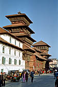 Kathmandu - Durbar Square. Hanuman Dhoka: Basantapur tower and Patan tower.