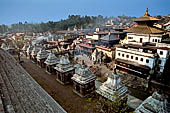 Pashupatinath Temple (Deopatan) - the Ghats viewed from the shivalaya (lingam shelters) on the east bank of the Bagmati.