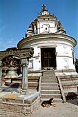 Pashupatinath Temple (Deopatan) - the oval white stucco  Raj Rajeshwari temple inside the southernmost courtyard of the complex.