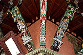 Pashupatinath Temple (Deopatan) - the southernmost courtyard of the complex, the small pagoda temple of Nawa Durga with brightly coloured roof strut.