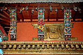 Pashupatinath Temple (Deopatan) - the southernmost courtyard of the complex, the small pagoda temple of Nawa Durga with brightly coloured roof strut.