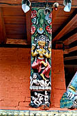 Pashupatinath Temple (Deopatan) - the southernmost courtyard of the complex, the small pagoda temple of Nawa Durga with brightly coloured roof strut.