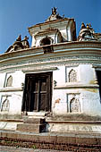 Pashupatinath Temple (Deopatan) - the oval white stucco  Raj Rajeshwari temple inside the southernmost courtyard of the complex.