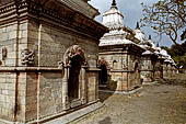 Pashupatinath Temple (Deopatan) - above the east banks of the river, the eleven great shivalaya (lingam shelters) erected in honour of widows who committed sati.