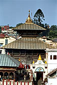 Pashupatinath Temple (Deopatan) - The temple is the specimen of the Nepalese pagoda style, the two tiered roof is covered with copper.