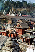 Pashupatinath Temple (Deopatan) - the Ghats viewed from the shivalaya (lingam shelters) on the east bank of the Bagmati.