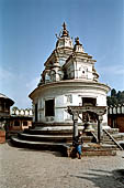 Pashupatinath Temple (Deopatan) - the oval white stucco  Raj Rajeshwari temple inside the southernmost courtyard of the complex.