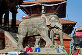 Patan Durbar Square - Temple of Vishwanath, the elephant statues in front of the East side of the temple. 