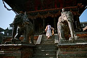 Patan Durbar Square - Temple of Vishwanath, the elephant statues in front of the East side of the temple.