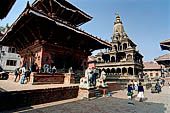 Patan Durbar Square - Narayan Temple with behind the Krishna Mandir. 