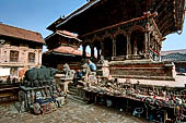 Patan Durbar Square - Temple of Vishwanath, Nandi in front of the West side of the temple. 