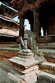 Patan Durbar Square - Temple of Vishwanath, sculpture of the dvarapala. 