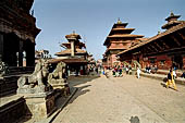 Patan Durbar Square - on the right the Royal Palace facade and the immense Dejutaleju temple occupying all the east side of the square. 