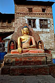 Swayambhunath Hill - big statue of Aksobhya with the gesture to touch earth, near the temple of Santipura.